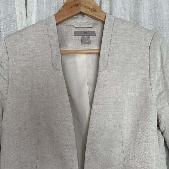 H&M Linen Collarless Blazer Size 4/S - Picture 3 of 9